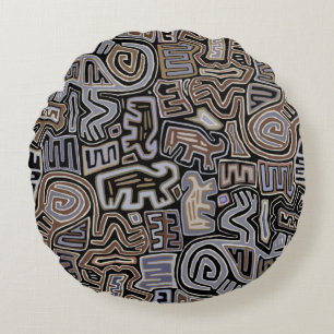 Shaman Peyote Serpent Ritual Spirits Round Cushion