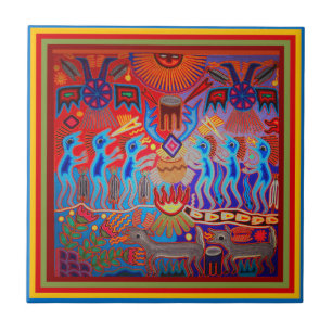 Shaman Ritual Huichol Tile