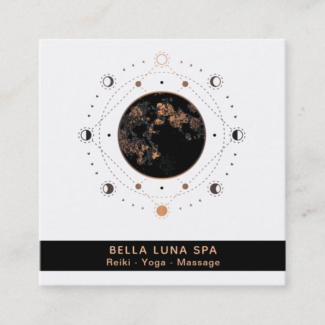 *~* Shaman Sacred Geometry Moon Phases Universe Square Business Card (Front)