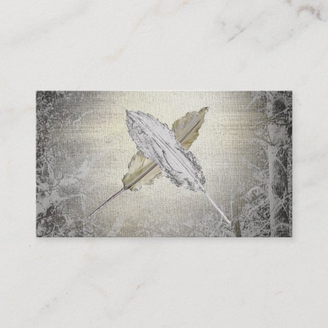 Shaman Shamanic Healer Wood Feather Business Cards (Front)