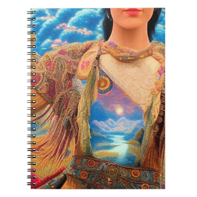 Shaman woman, skies, beautiful art. notebook (Front)