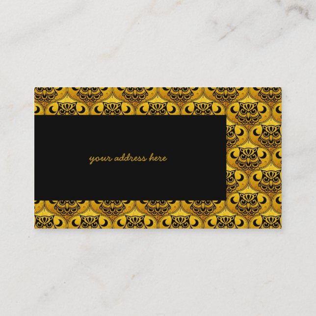 Shamanic Night Owl Mosaic Pattern + your text Business Card (Back)
