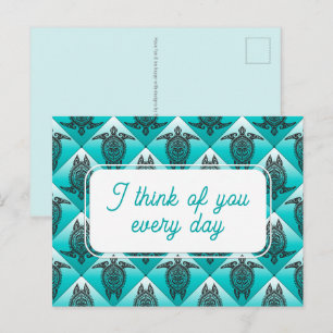 Shamanic Sea TURTLE - Pattern 1 Postcard