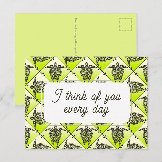 Shamanic Sea TURTLE - Pattern 3 Postcard (Front/Back)