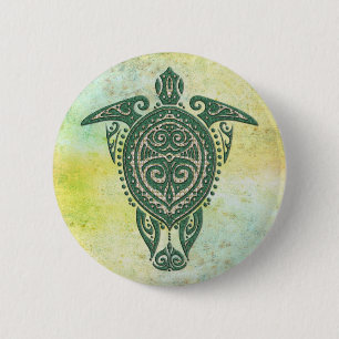 Shamanic Sea Turtle Symbol + your ideas 6 Cm Round Badge