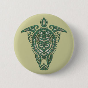 Shamanic Sea Turtle Symbol + your ideas 6 Cm Round Badge