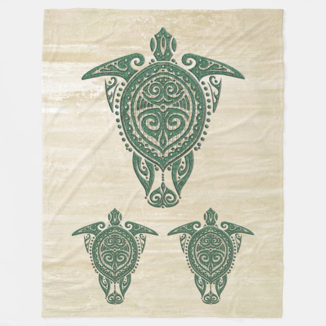 Shamanic Sea Turtle Symbol + your ideas Fleece Blanket (Front)