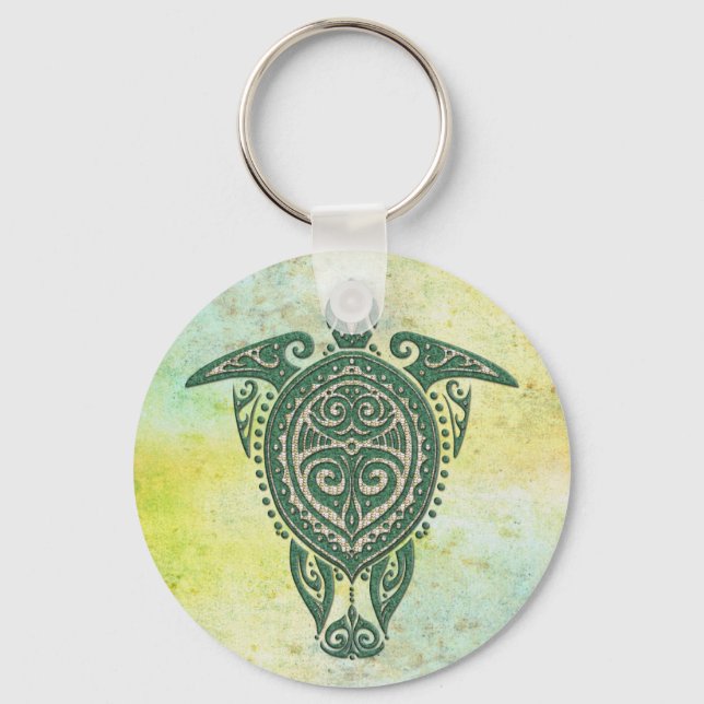 Shamanic Sea Turtle Symbol + your ideas Key Ring (Front)