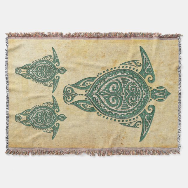 Shamanic Sea Turtle Symbol + your ideas Throw Blanket (Front)