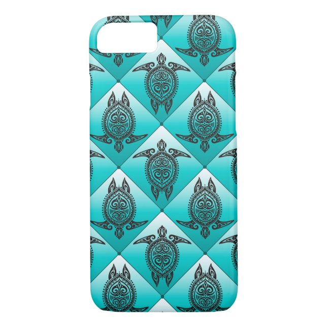 Shamanic Sea Turtles Pattern - cyan Case-Mate iPhone Case (Back)