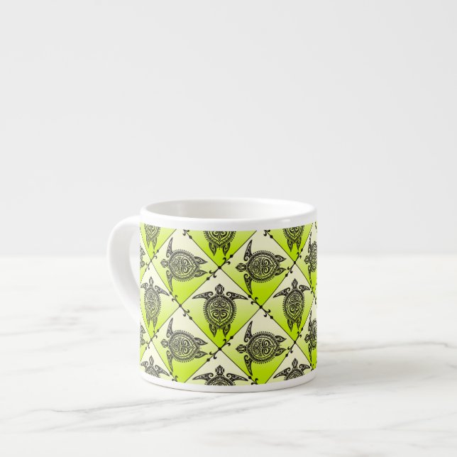 Shamanic Sea Turtles Pattern - green Espresso Cup (Front Left)