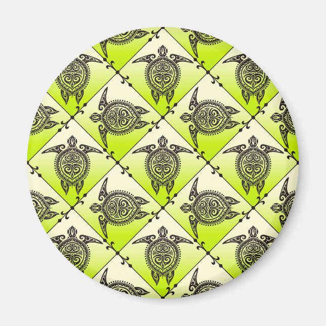 Shamanic Sea Turtles Pattern - green Magnet (Front)