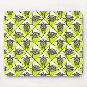 Shamanic Sea Turtles Pattern - green Mouse Mat