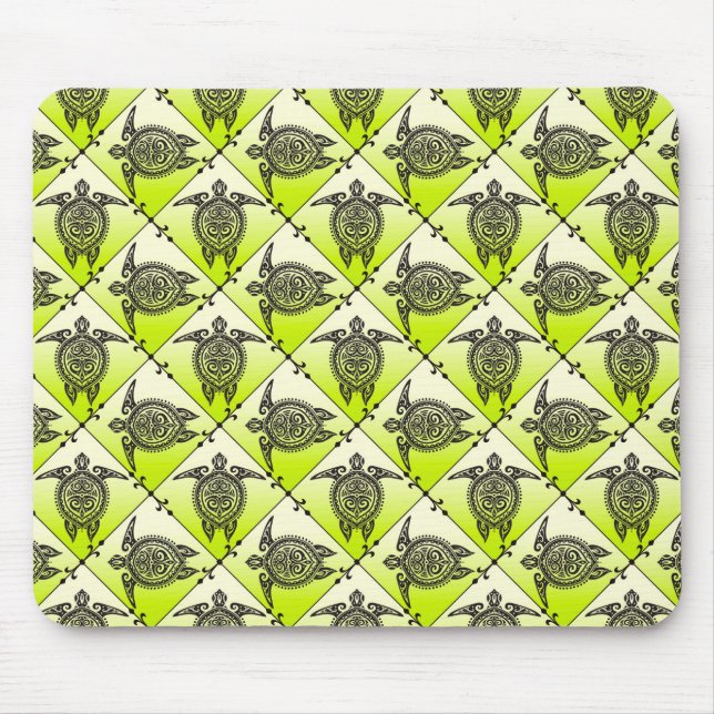 Shamanic Sea Turtles Pattern - green Mouse Mat (Front)