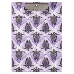 Shamanic Sea Turtles Pattern - violet Clipboard