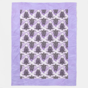 Shamanic Sea Turtles Pattern - violet Fleece Blanket