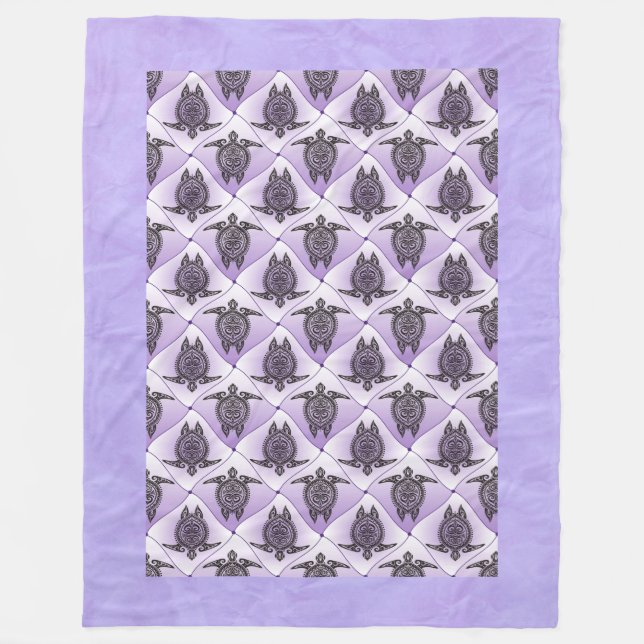 Shamanic Sea Turtles Pattern - violet Fleece Blanket (Front)