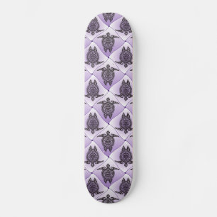 Shamanic Sea Turtles Pattern - violet Skateboard