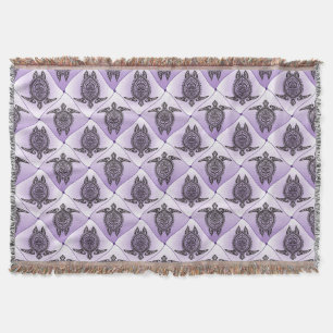 Shamanic Sea Turtles Pattern - violet Throw Blanket