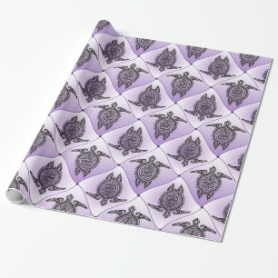Shamanic Sea Turtles Pattern - violet Wrapping Paper