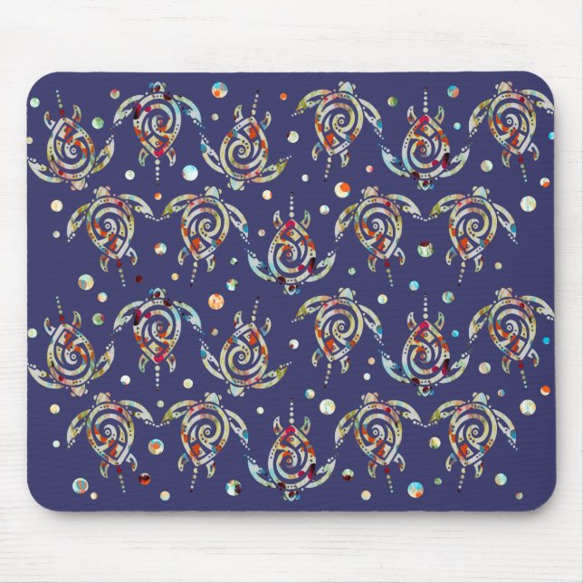 Shamanic Sea Turtles Pattern + your backgr. color Mouse Mat (Front)