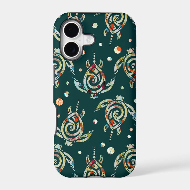 Shamanic Sea Turtles Pattern + your backgr. colour (Back)