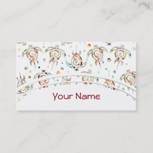 Shamanic Sea Turtles Pattern + your backgr. colour Business Card