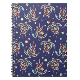 Shamanic Sea Turtles Pattern + your backgr. colour Notebook