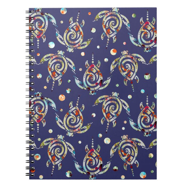 Shamanic Sea Turtles Pattern + your backgr. colour Notebook (Front)