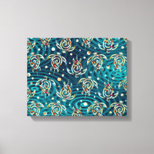 Shamanic Sea Turtles Pattern + your backgr. image Canvas Print