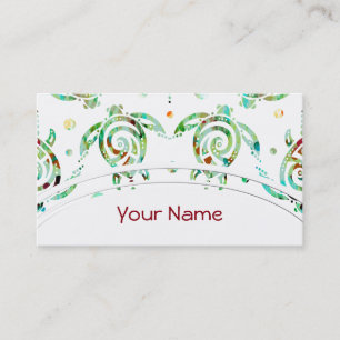 Shamanic Sea Turtles Seamless Pattern + your back. Business Card