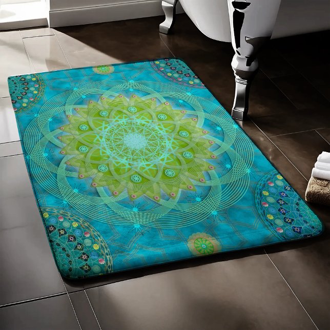 Shambala Tantric Nymphaea mandala art Bath Mat (Creator Uploaded)