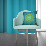 Shambala Tantric Nymphaea mandala art  Cushion<br><div class="desc">Enhance your home decor with the Shambala Tantric Nymphaea mandala art throw pillow. This unique piece combines Tantric and Lotus mandala techniques with modern geometric design, featuring green and turquoise colours that symbolise Earth and air. Made from high-quality, wrinkle-free Simplex knit fabric, it's both soft and machine washable. Perfect for...</div>