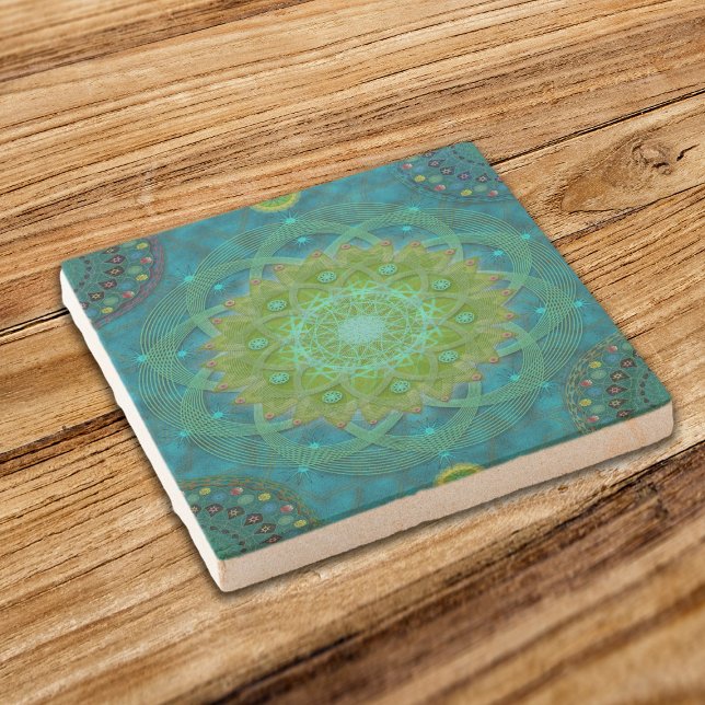Shambala Tantric Nymphaea mandala art Stone Coaster (Creator Uploaded)