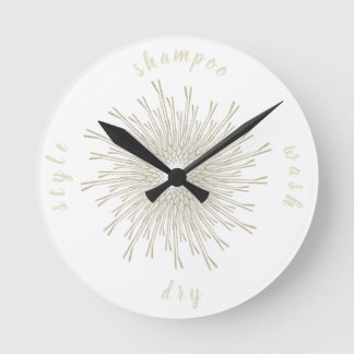 Shampoo Wash Dry Style   Hair Stylist Bobby Pin Round Clock