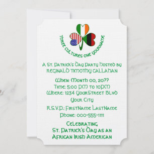 Shamrock African Ireland USA Flags Invitation