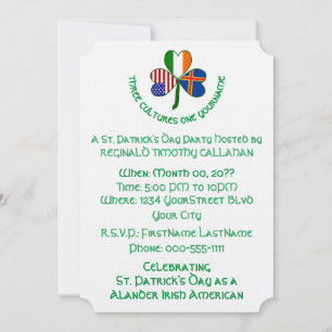 Shamrock Aland Islands Ireland USA Flags Invitation