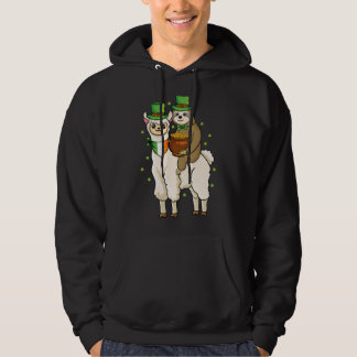 Shamrock Alpaca Irish Sloth Riding Llama St Patric Hoodie