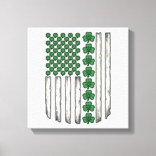 Shamrock American Flag Vintage Vector Design_1 Canvas Print