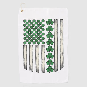 Shamrock American Flag Vintage Vector Design_1 Golf Towel
