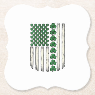 Shamrock American Flag Vintage Vector Design_1 Paper Coaster