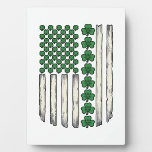 Shamrock American Flag Vintage Vector Design_1 Plaque