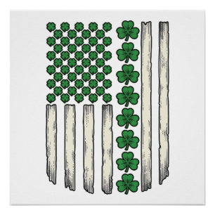 Shamrock American Flag Vintage Vector Design_1 Poster