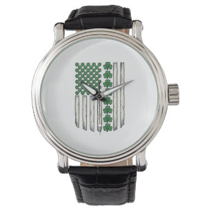 Shamrock American Flag Vintage Vector Design_1 Watch