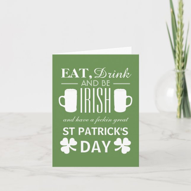 Shamrock and Beer Irish St Patrick's Day Card (Front)