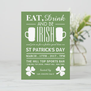 Shamrock and Beer Irish St Patrick's Day Invitation