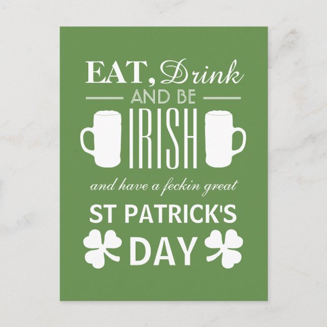 Shamrock and Beer Irish St Patrick's Day Postcard (Front)