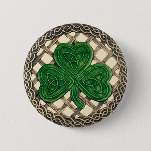 Shamrock And Celtic Knots Button Beige