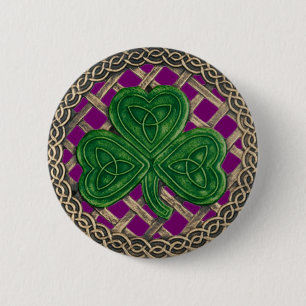 Shamrock And Celtic Knots Button Purple