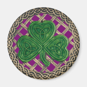 Shamrock And Celtic Knots Magnet Purple